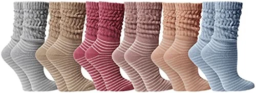 Yacht & Smith Womens Cotton Slouch Socks, Boot Socks (12 Pairs Bold Bright(9-11)
