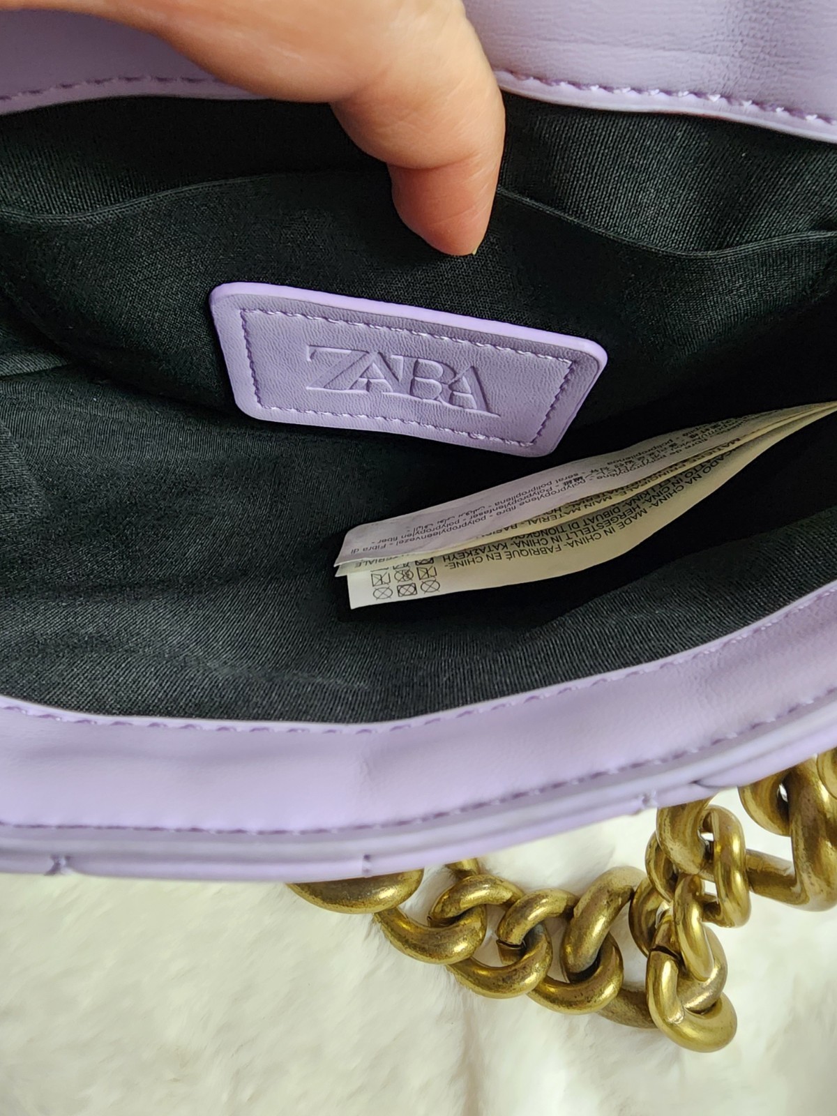 Zara Lavender Quilted Shoulder Bag Chain Strap Gold Hardware for Women image 3