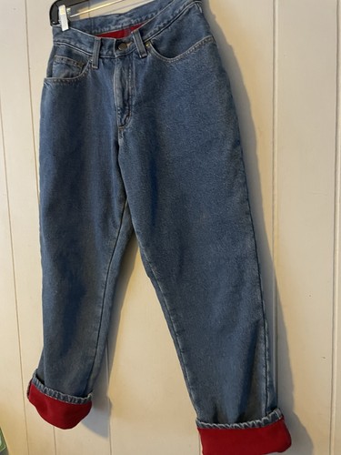 L.L. Bean Jeans Women 4P Blue Denim Cotton Double L Relaxed VTG Fleece Lined - Picture 2 of 11