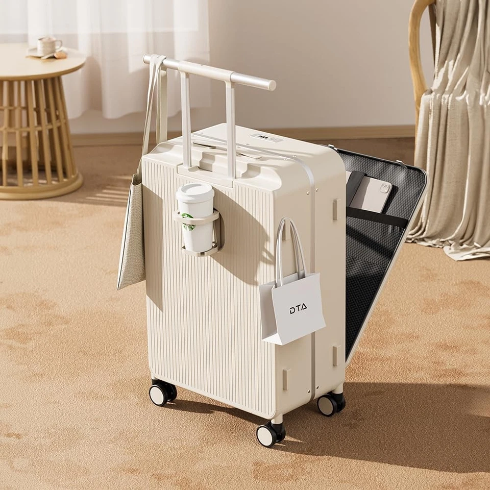 Открывающийся сверху 20-дюймовый ручной чемодан - без молнии, алюминиевая рама жесткий корпус... - Изображение 3 из 4