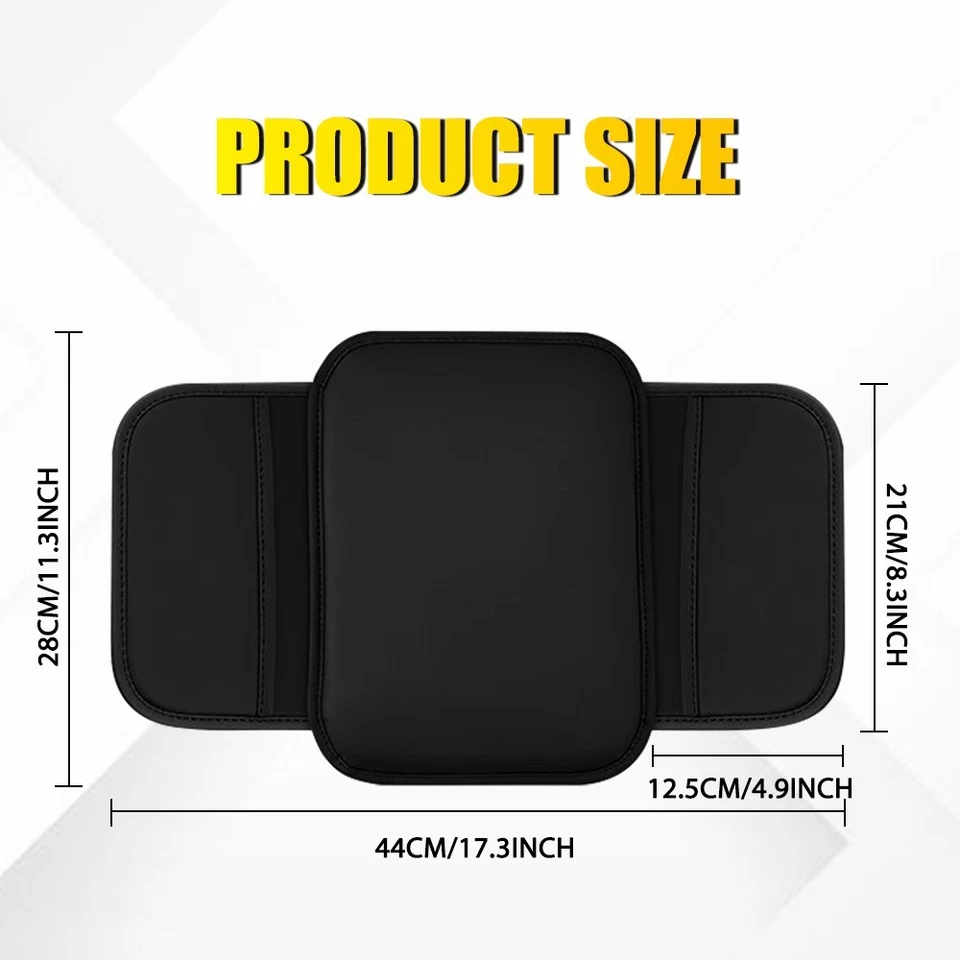 Black Leather Seat Cushion Armrest Protector Storage Pad Interior Car Accessory - Image 2 of 4