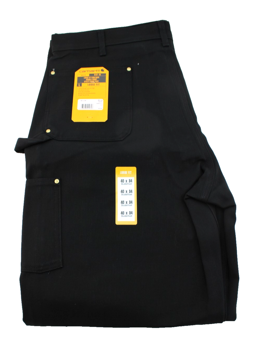 New CARHARTT Men's Size 40 x 34 Loose Fit Double Knee Black Firm