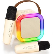 Kids Mini Karaoke Machine, Portable Karaoke Speaker With 2 Wireless Microphones