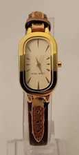 Nine West Gold Tone Quartz Analog Women's Watch NW/1162 - White Face, Brown Band
