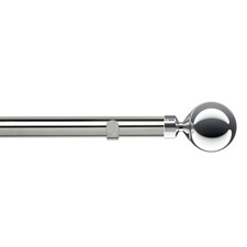 28mm Fixed Length Metal Eyelet Curtain Pole Set with Met Ball Finial