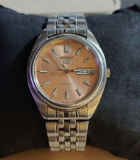 Seiko 5 Automatic Salmon Pink Wristwatch Approximately 17.5cm