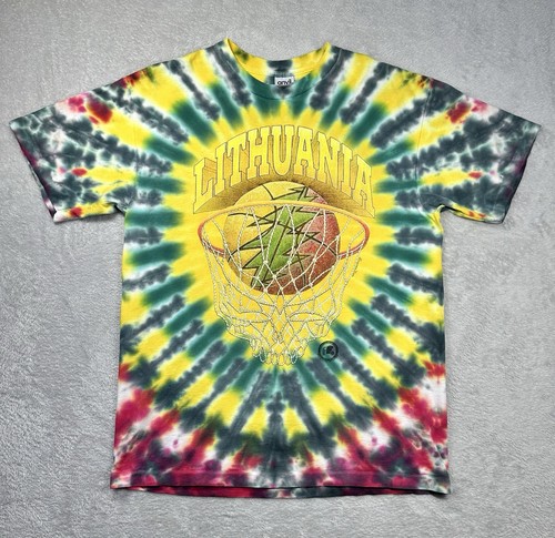 Vintage 90s Lithuania Grateful Dead Shirt Herren XL Tie Dye Rock Band Basketball - Bild 1 von 8