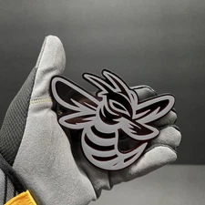 (2) Acrylic Hornet Badges Emblem BEE Gray/Black BADGES Fender Angry Aggressive