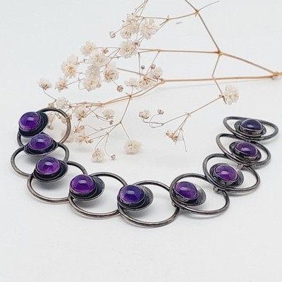 NILS ERIK FROM ° SILBER DESIGN ARMBAND ° 925 ° Dänemark ° AMETHYST °