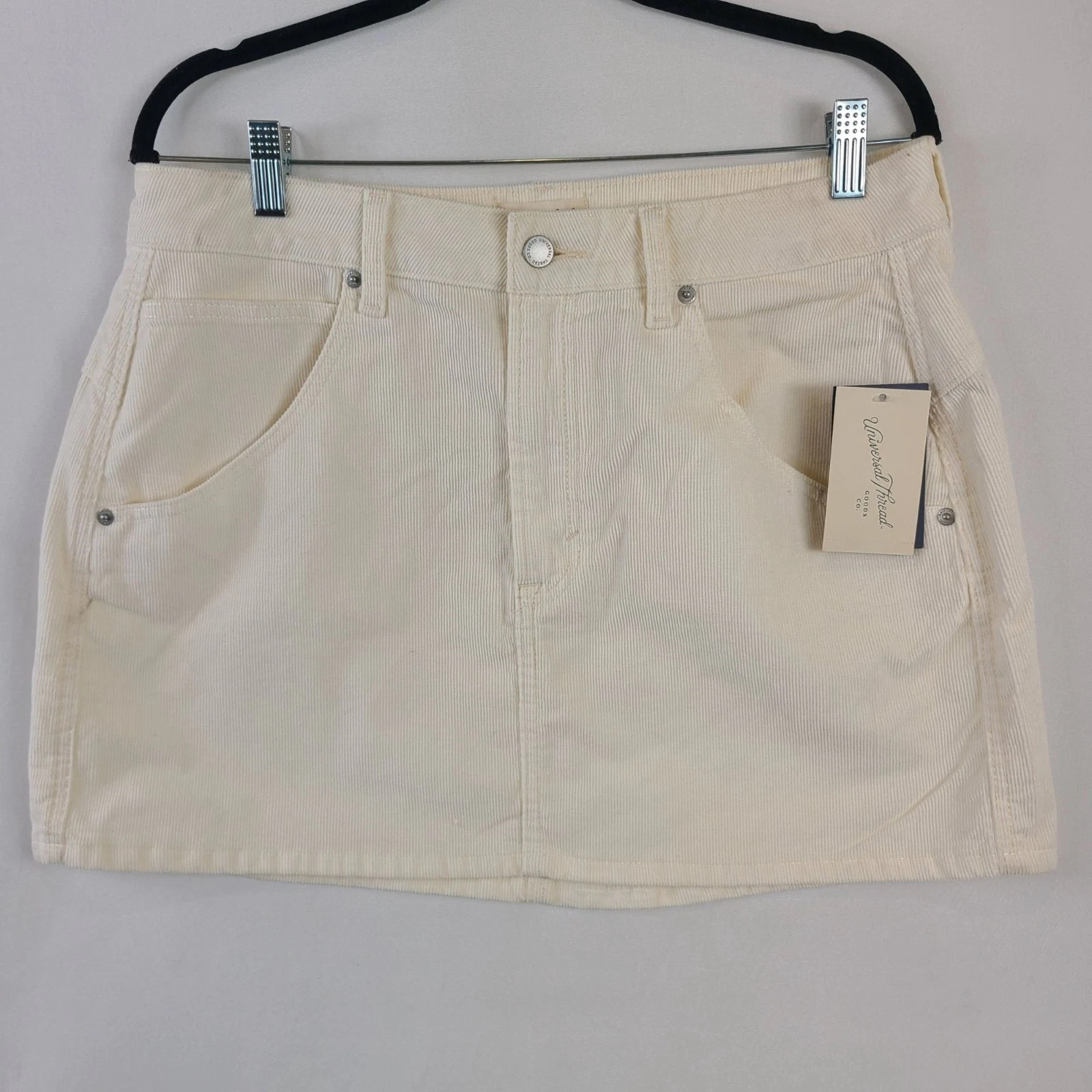 NWT Universal Thread Cream Corduroy Mini Skirt Size 10 Womens