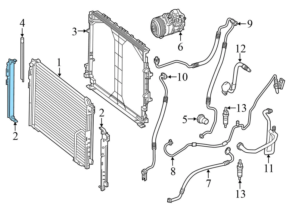 Mercedes-Benz E300 2012-2016 - Juego de soporte lateral del radiador/montaje 2045010320 Foto 4 de 4