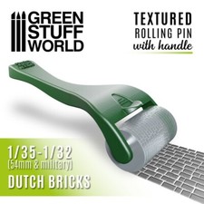 Rolling pin with Handle - Dutch Bricks - texture roller diorama scale models