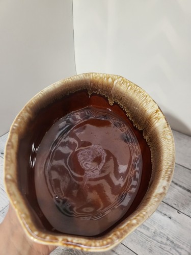 McCOY USA #7070 BROWN DRIP GLAZED SHALLOW SERVING BOWL UNIQUE SHAPE  - Picture 6 of 6