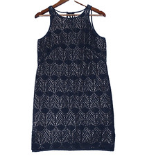 Ann Taylor Loft Dress Women's 4 Black Crochet Sheath Sleeveless Preppy Party