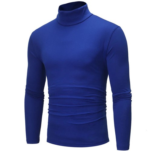 New Fashion Base Tee Shirt Men Slim Fit Polyester High Neck Pullover Turtleneck - Picture 29 of 31