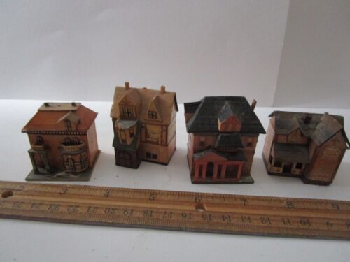 Vintage Built Z Scale Lot of 4 Homes House Buildings For Train Layout