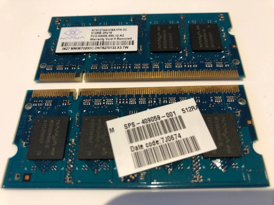Nanya 1gb Laptop RAM (2 x 512mb 2Rx16 PC2-5300s-555-12-A2) - Image 4 of 4