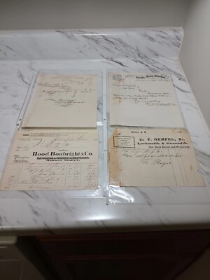 1870's Ephemera Lot (4) Invoices/Receipts W/ Signatures. Gunsmith ...