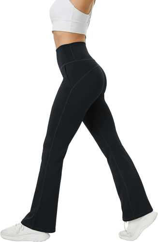 Womens Flare Yoga Pants High Waist Tummy Control Bootcut Flare Leggings Workout - Picture 5 of 5