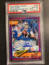 2018 JOSH ALLEN PANINI HONORS PURPLE CHROME AUTO /9  PSA 10