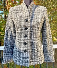 Pendleton Wool Tweed Pattern Plaid Blazer with Pockets Long Sleeve Black Size 6