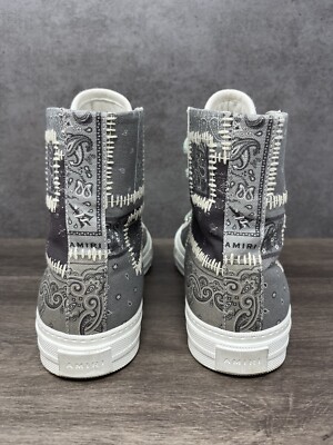 Amiri High Top Sneaker Size 40 / 7 Mens Reconstructed Bandana Grey