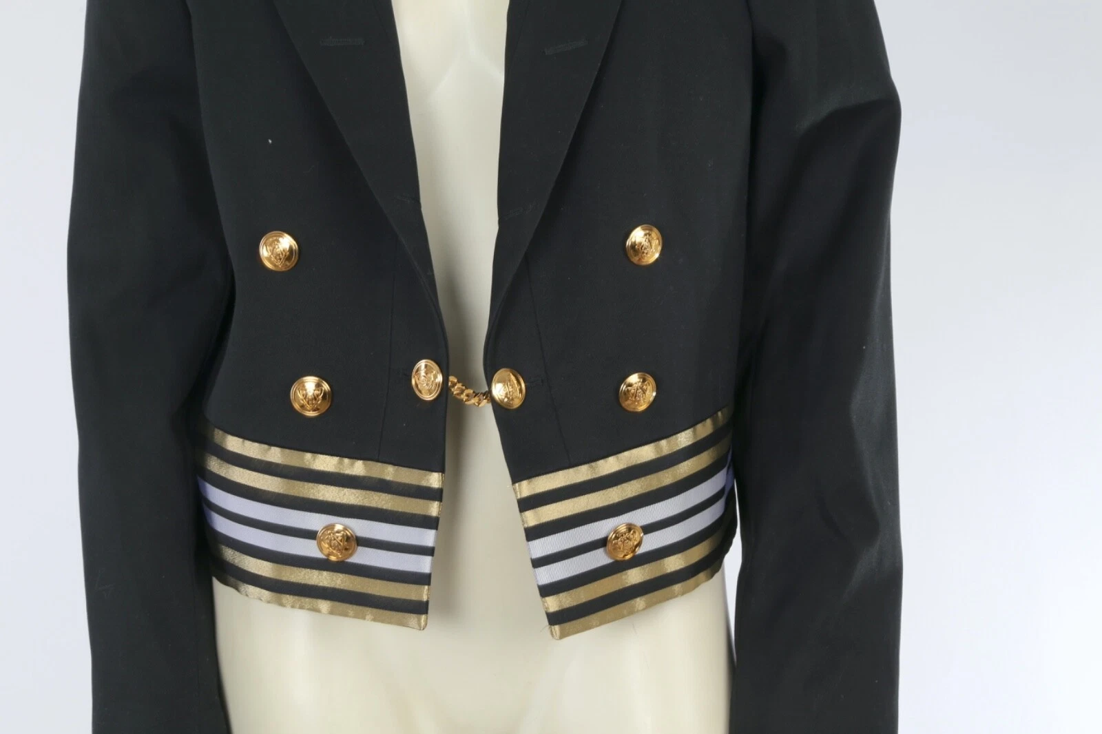 GUCCI Blazer doppiopetto nero a righe oro taglia 42