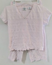 Vintage Laura Ashley pajamas pink lace pattern size medium short sleeves