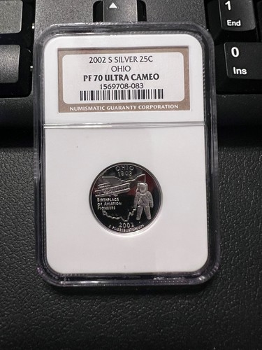 2002-S SILVER Washington Quarter Ohio 25C NGC PR70DCAM