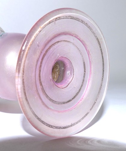 Böhmische Glas Vase violett lasiert mundgeblasen Emaillemalerei H. 20,5 cm - Picture 16 of 16