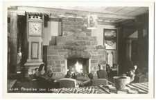 Ranier National Park Paradise Inn Lobby Interior RPPC Real Photo Postcard 1930's