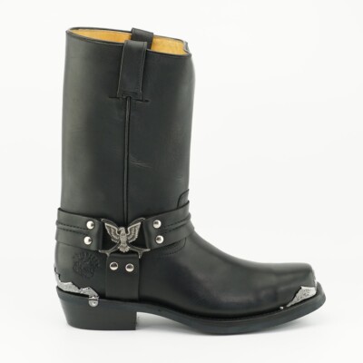 Neu Grinders Eagle Hi Herren Schwarz Leder Stiefel Cowboy Westernstiefel