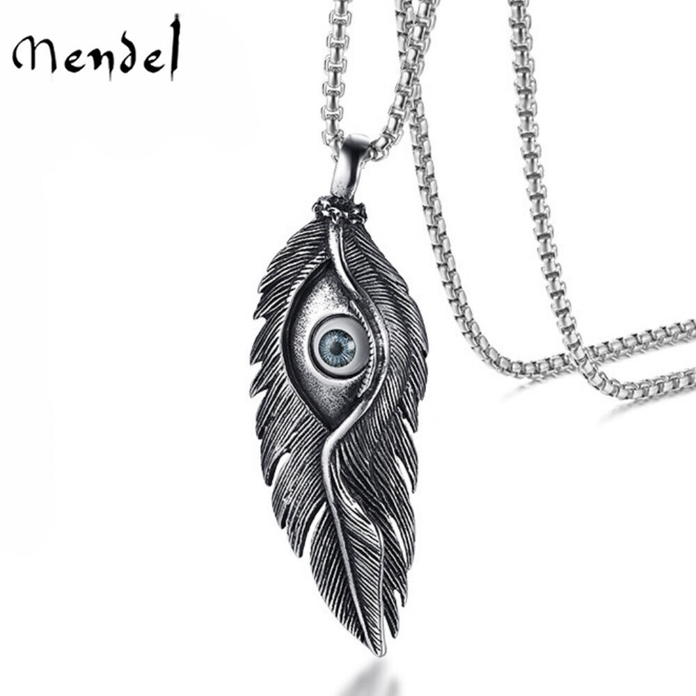 MENDEL Mens Native American Evil Eye Bird Feather Pendant MENDEL Mens Native American Evil Eye Bird Feather Pendant