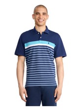 IZOD Men's Advantage Performance Short Sleeve Stripe Polo- Blue/White-Small-New