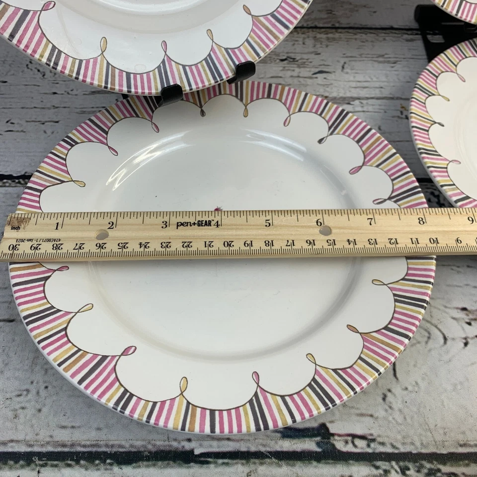 Juego de 4 platos de postre Rosanna diseño corazón de postre borde a rayas 9 pulgadas Foto 2 de 4