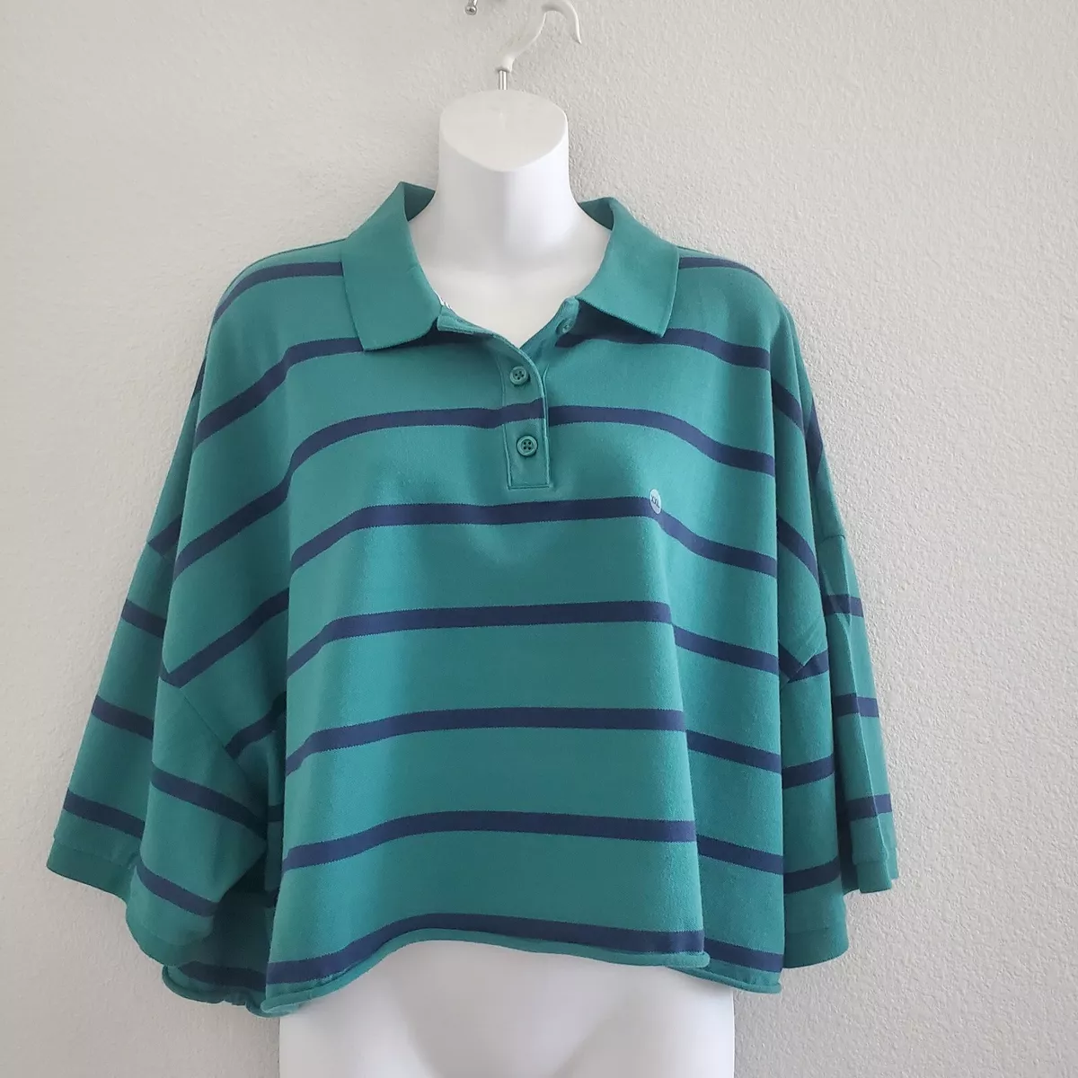 Cropped striped top polo shirt