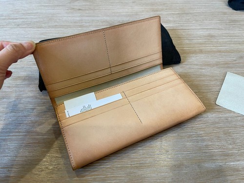 Muji Italian Tanned Leather long Wallet Natural color - Picture 5 of 8