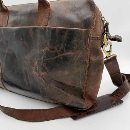 Leather Briefcase Laptop Bag Casual Messenger Top Handle Crossbody Distressed - Picture 10 of 22