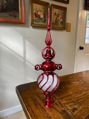 Vintage Bradford Carillon Spire Christmas Tree Topper Red Ornament 13" Tall Made - Picture 4 of 9