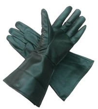 Very Dark Green Leather Gauntlet Gloves Faires, Halloween, Cosplay, and Theater
