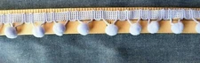 WHITE  POM POM BALLS   FRINGE TRIM  1 INCHES WIDE  BY THE YARD