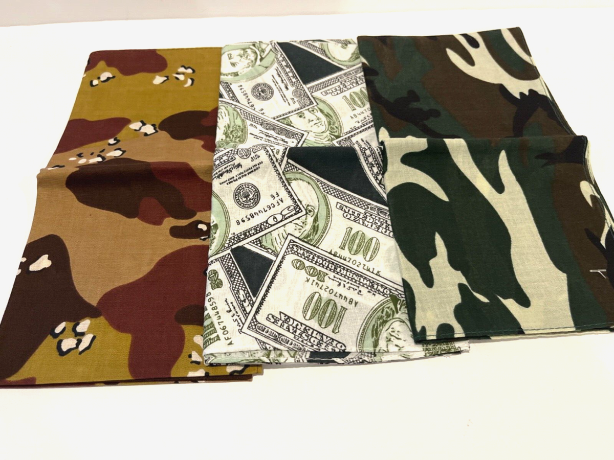 Bandana 3 Colors 100% Cotton Double Side Scarf Head Neck Face Mask