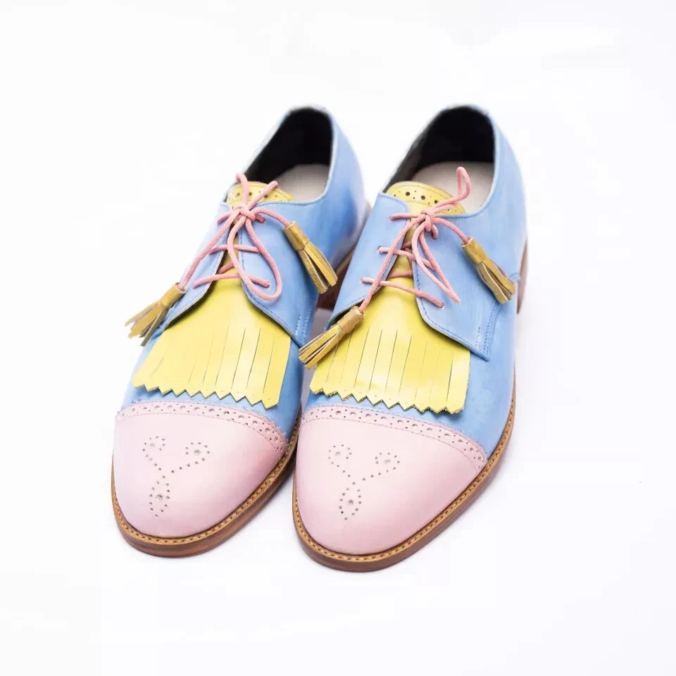 Трехцветный Brogue кожи официальный бахрома шнурует вверх вечеринки износ обувь для женщин - Изображение 3 из 4