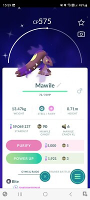 SHINY  PURIFIED TEAM ROCKET MAWILE!!! - PKMN GO!!! - NON REGISTERED!!!