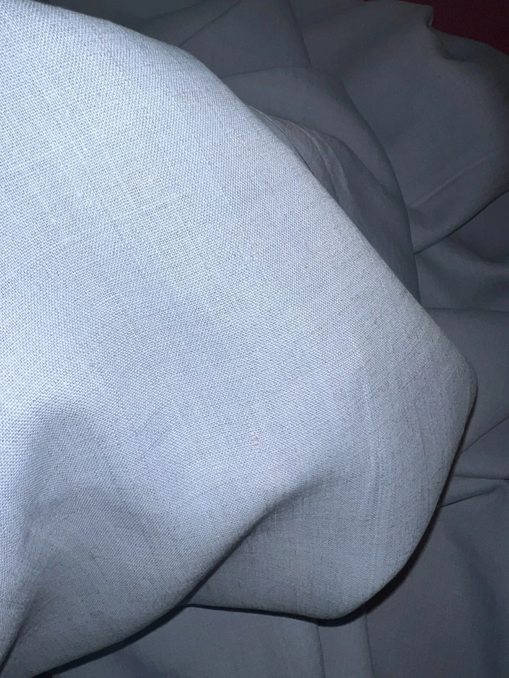 Tissu vintage toile de lin bleu mauve larg 85 cm x H 280 cm réf C213 - Photo 4/4