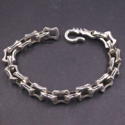 アクセサリー DORAGON BONE LINK BRACELET Real S925 Sterling Silver Chain 10mm Dragon Bone Link