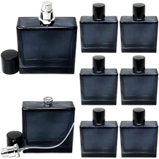 100ml 3.4oz blue glass square perfume spray bottle decant refillable