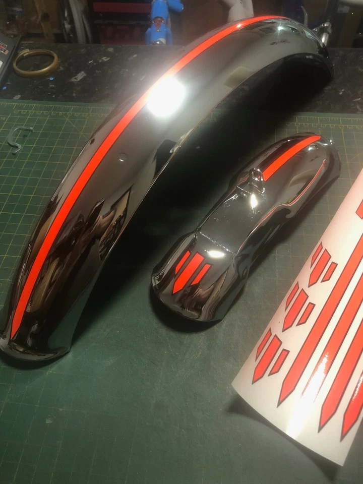 Raleigh Chopper MK2 Front and Rear Mudguard Decal Kit. Orange or Yellow - Image 1 of 1