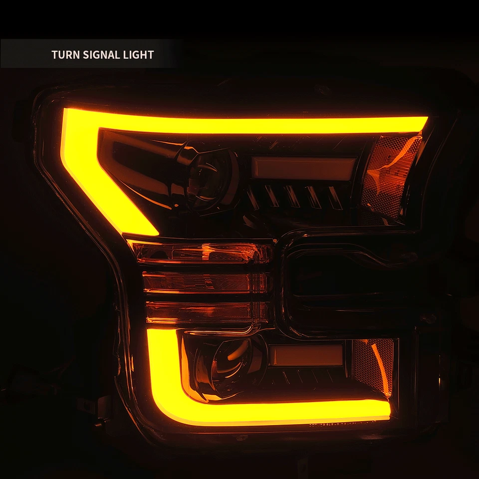 [Anti-Fog] 2015 2016 2017 Ford F-150 Polished Black LED Bar Projector Headlights Foto 4 de 4