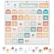 White Large Classroom Calendar Weather Pocket Chart 115 Cards Kindergarten